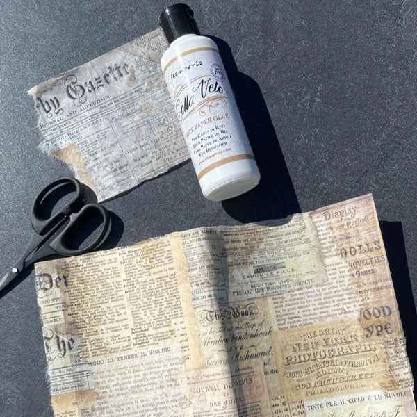 Decoupage - Rce paper, lim och sax, det du använder när du gör decoupage - Tidformera