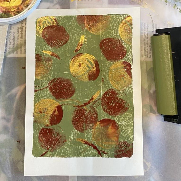 Gel printing som gjorts med löv - Tidformera