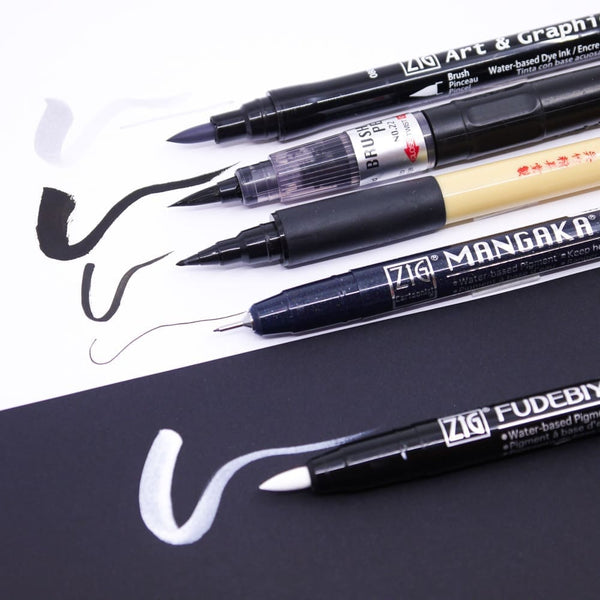 Kit med blandade pennor - Bild med olika pennor och hur deras spetsar är.  Tidformera