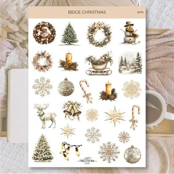 Kollektionsbild för Scandi / Clean pastel avdelningen med Beige Christmas stickers