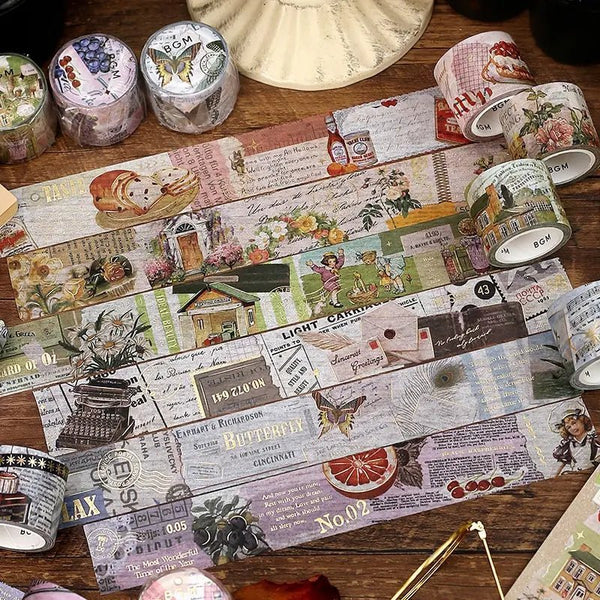 Rullar med washi tape från BGM i serien Invitation to romance. Vintage stil. - Tidformera