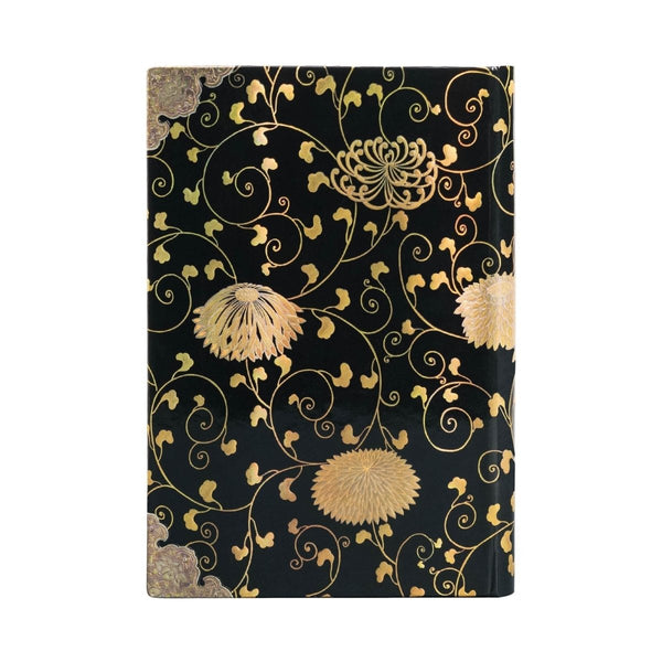 Serier - Karakusa från Paperblanks. En svart anteckningsbok med guldmönster på. Mönstret är med blommor. - Tidformera