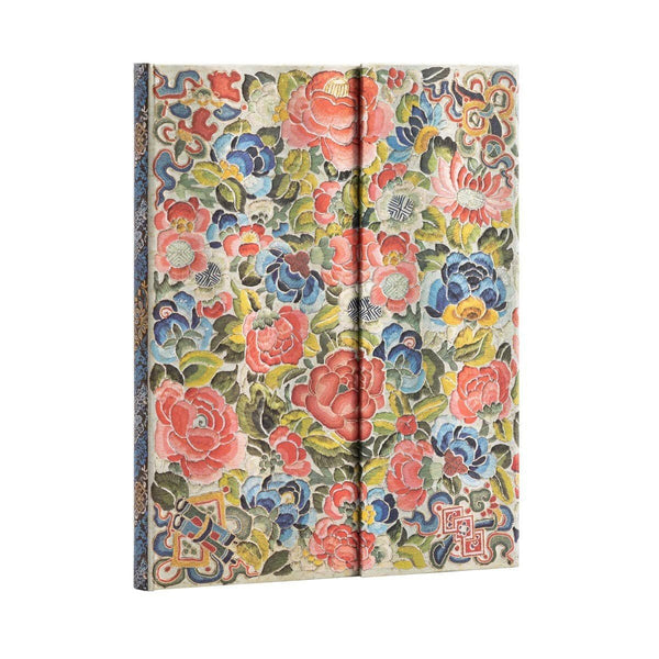 Serier - Pear Garden från Paperblanks - En anteckningsbok med blommigt mönster med färger i rött, blått och grönt. Skrivboken har en s.k wrap-stängning. Tidformera