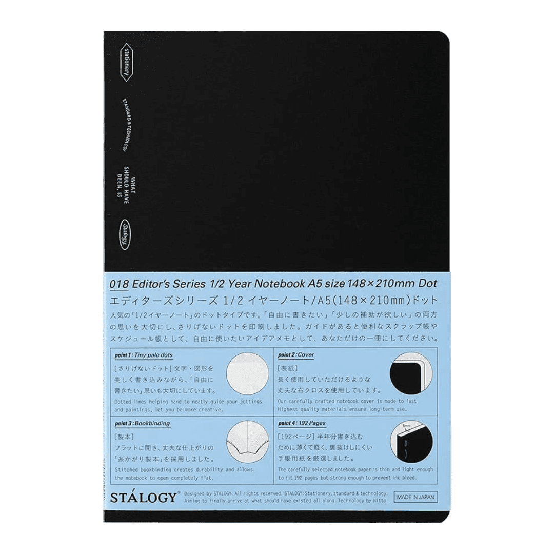 018 Editor's Series 1/2 Year Notebook Dot Black A5 - 1 - Stálogy - Tidformera
