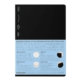 018 Editor's Series 1/2 Year Notebook Dot Black A5 - 1 - Stálogy - Tidformera