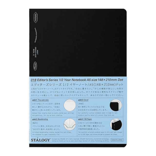 018 Editor's Series 1/2 Year Notebook Dot Black A5 - 1 - Stálogy - Tidformera
