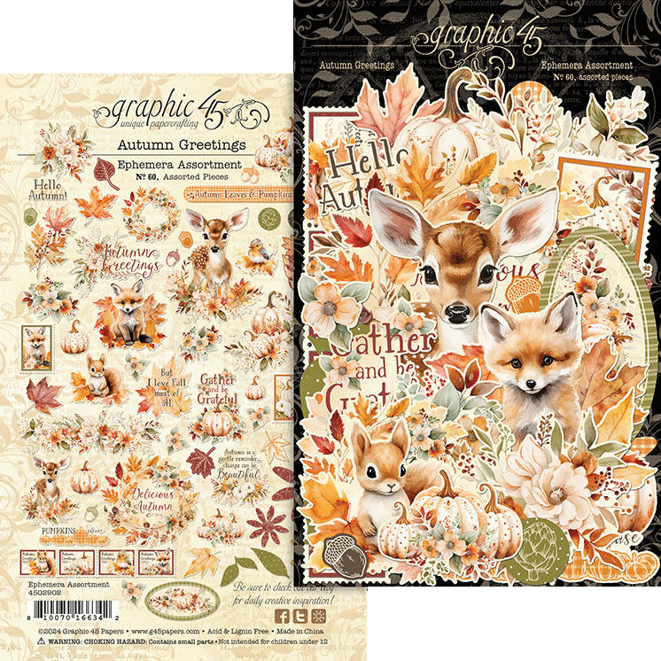 Die cut Autumn Greetings Ephemera Assortment - 1 - Graphic 45 - Tidformera