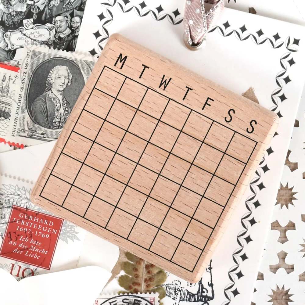 Wooden Stamp Calendar Monthly Overview