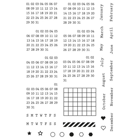 Clear Stamps Set - Perpetual Calendar - Month