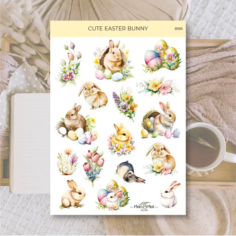Stickers Plan & Plot Studio Vinyl - Cute Easter Bunny - 1 - Plan & Plot Studio - Tidformera