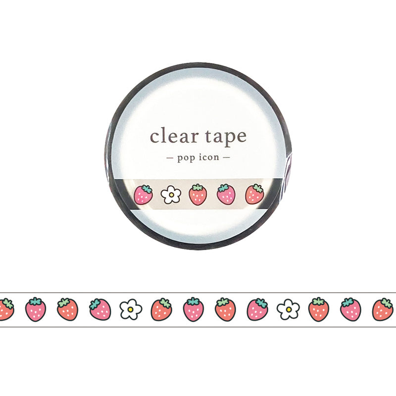 Clear tape 7 mm - Pop icon - Strawberry