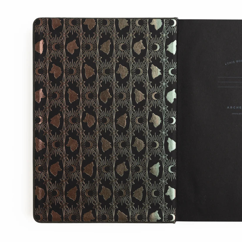 Dotted Notebook - Black dot grid - B6 - Wolf in the Night