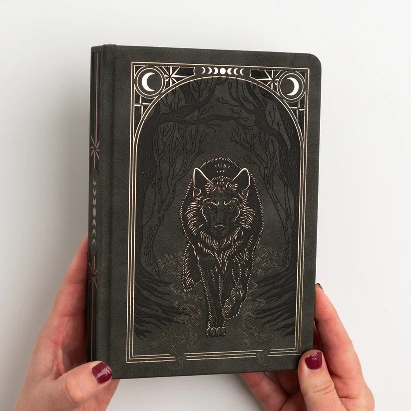 Dotted Notebook - Black dot grid - B6 - Wolf in the Night