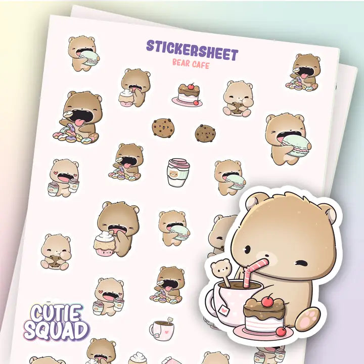 Sticker Sheet CutieSquad - Bear Cafe