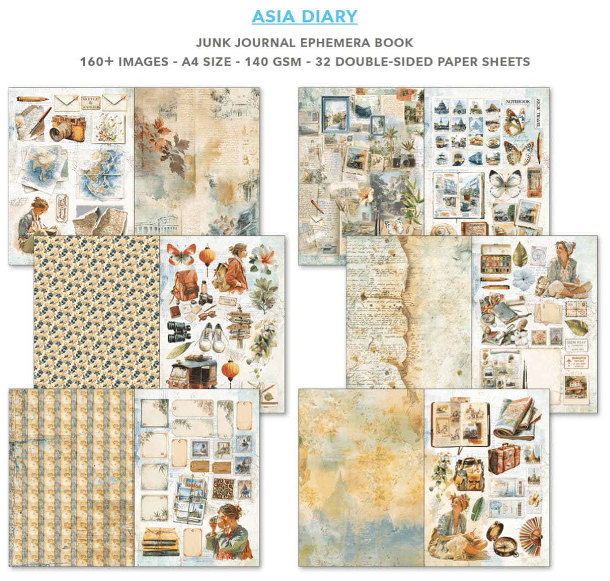 Junk Journal & Ephemera book - Asia Diary