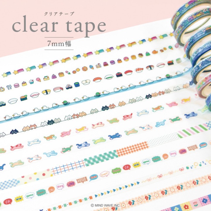 Clear tape 7 mm - Pop icon - Strawberry