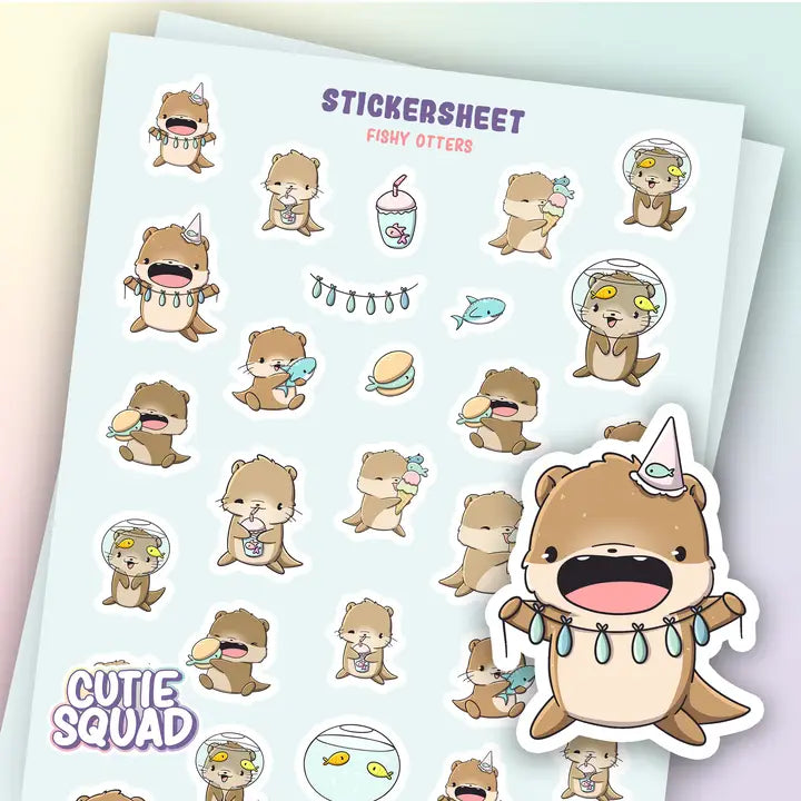 Sticker Sheet CutieSquad - Fishy Otters