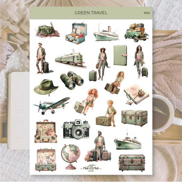 Stickers Plan & Plot Studio Vinyl - Green travel
