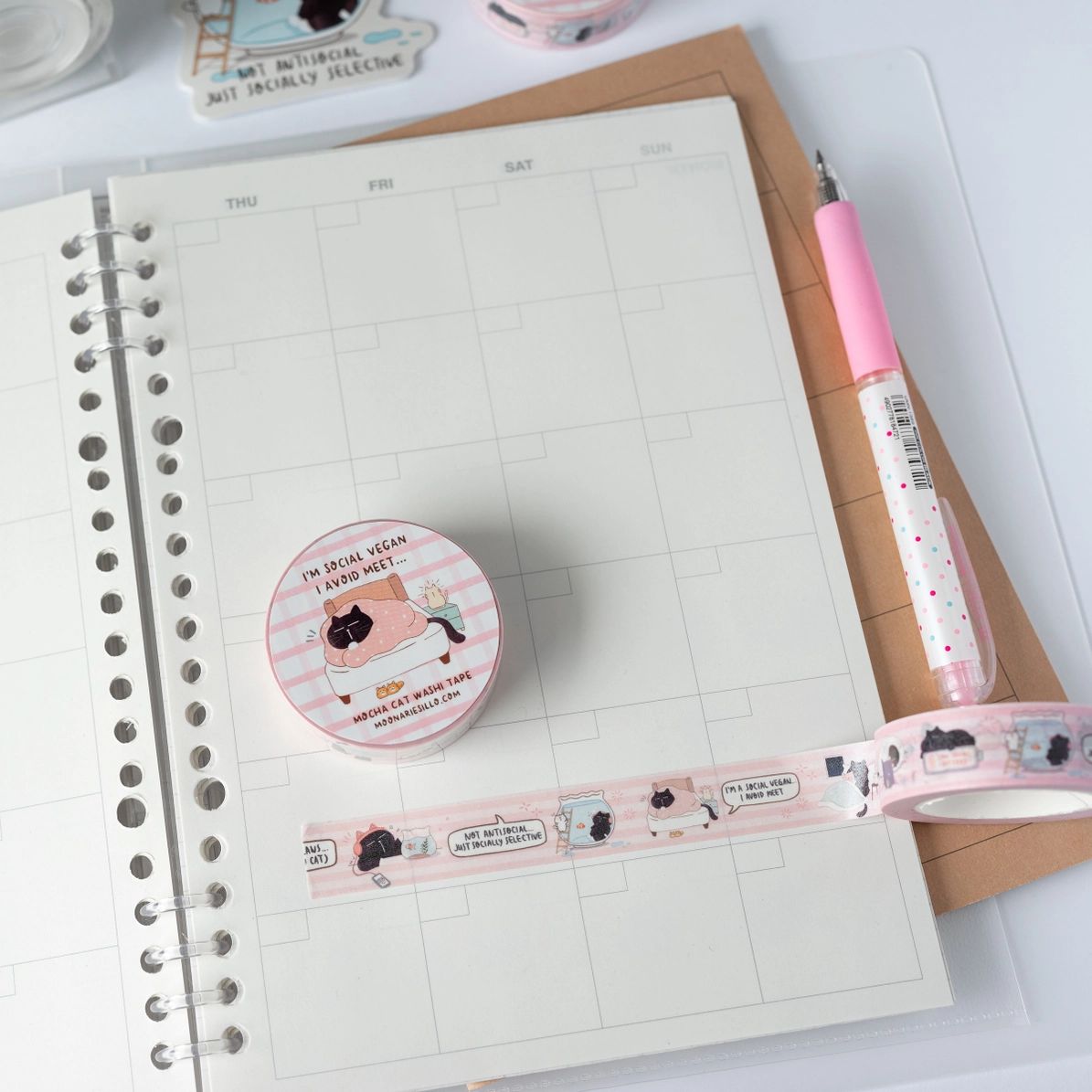 Washi tape Mocha - I'm A Social Vegan, I Avoid Meet