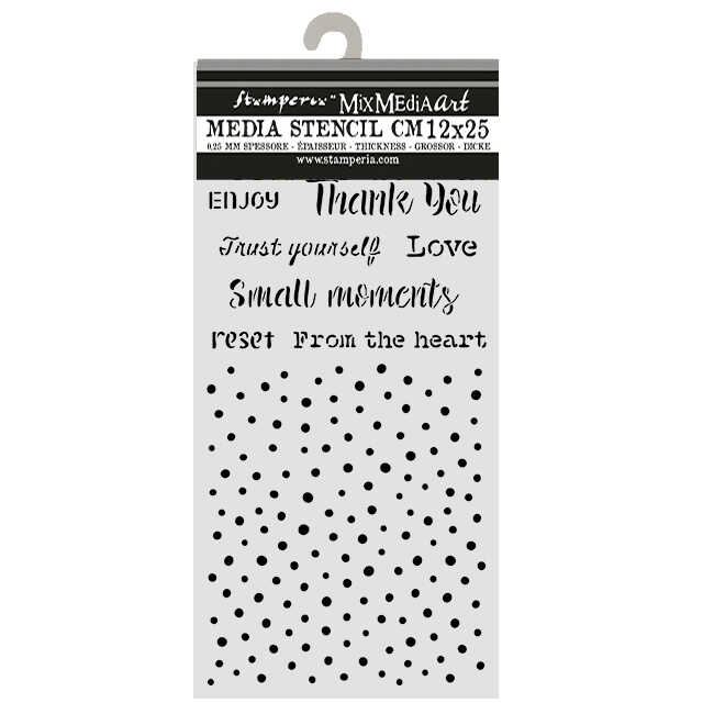 Thick Stencil 12 x 25 cm - Cozy Family - Writings and Dots