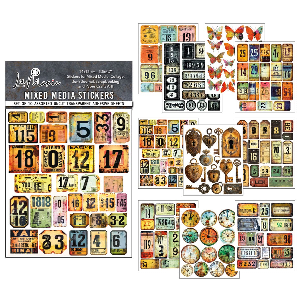 Mixed Media Stickers - 10-pack - Scratched Labels