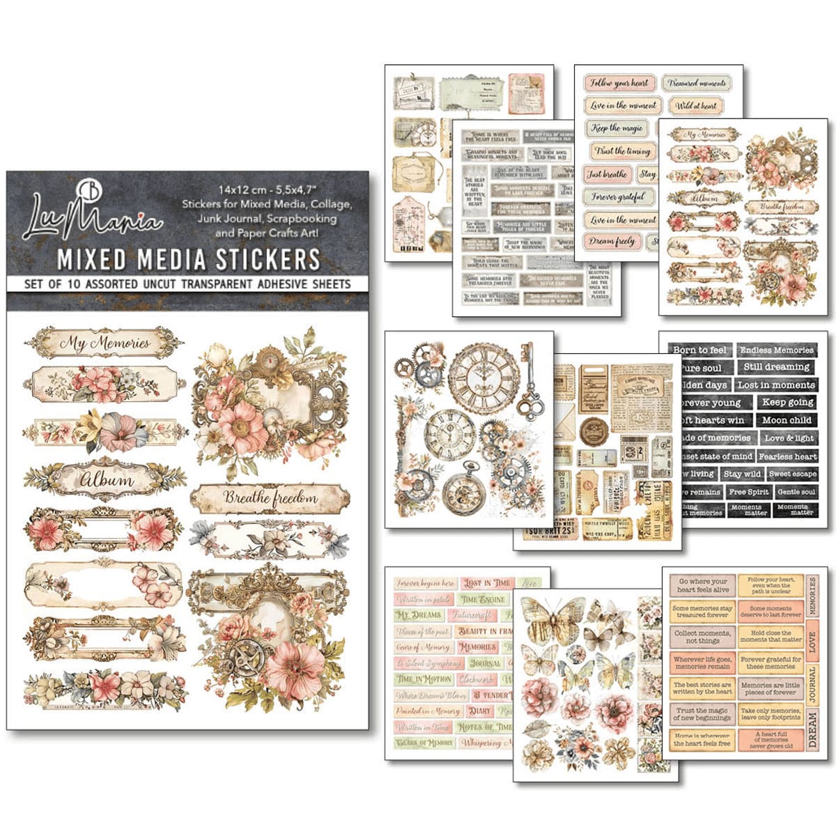 Mixed Media Stickers - 10-pack - Lost in Time