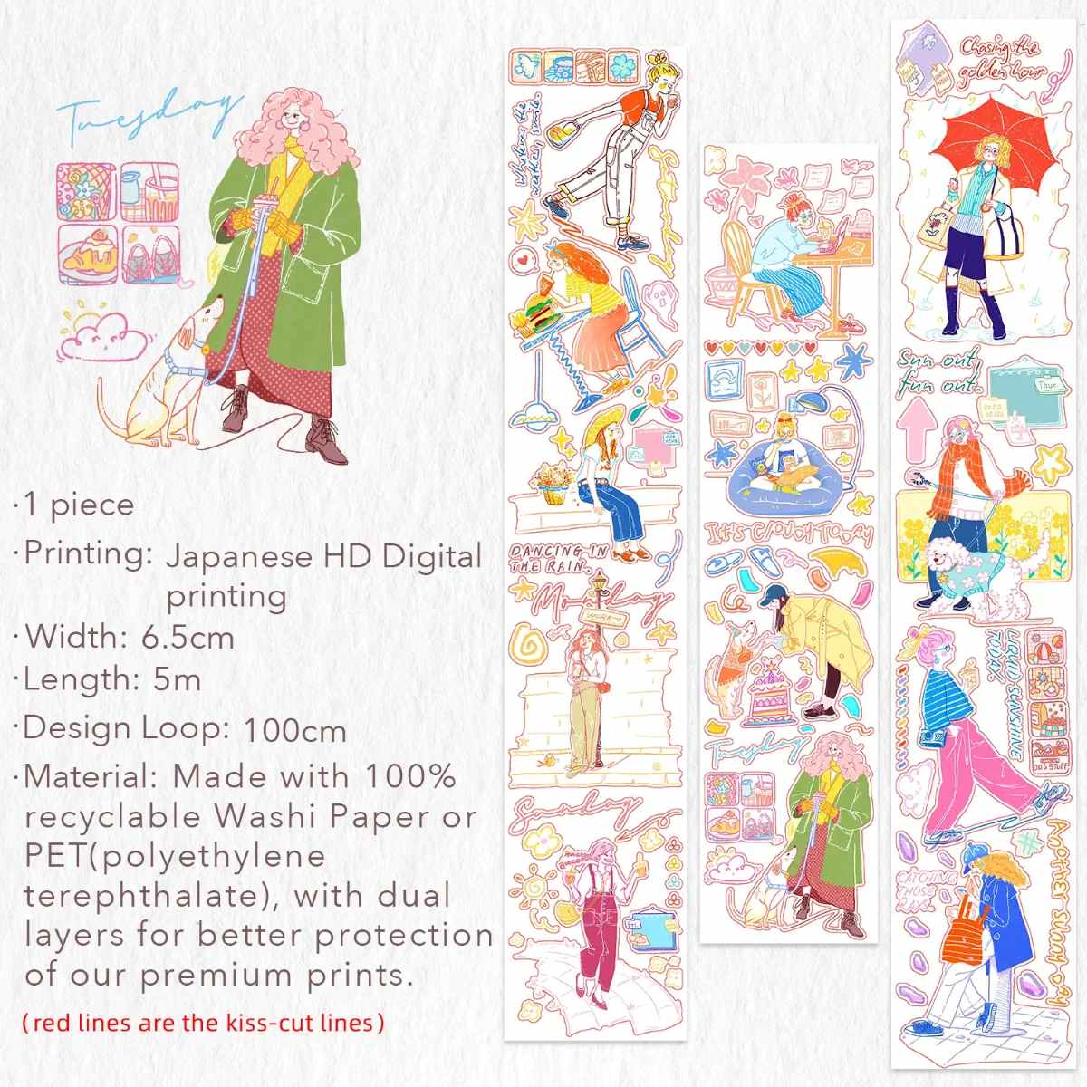Sticker Pet Tape - Pre-cut - Cloud 9 - 65 mm