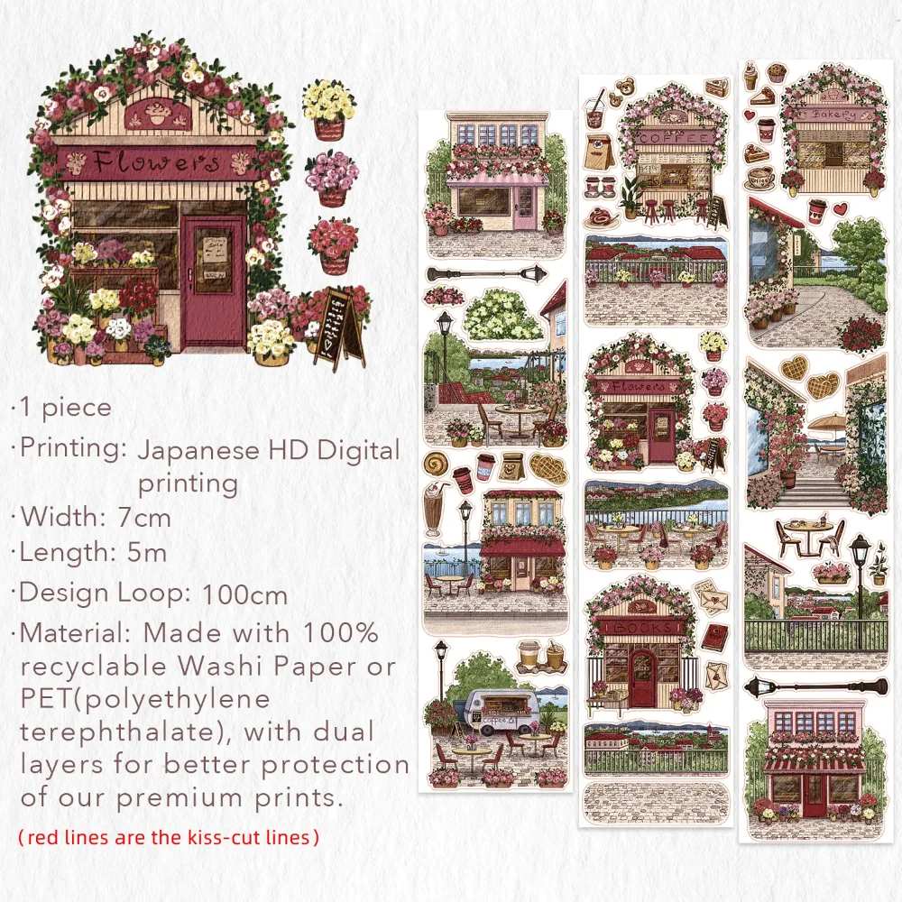 Sticker Washi Tape - Pre-cut - 70 mm - Maple Café