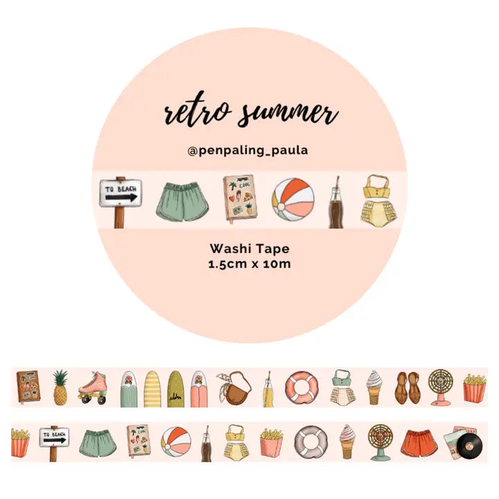 Washi tape 15 mm - Penpaling Paula - Retro Summer