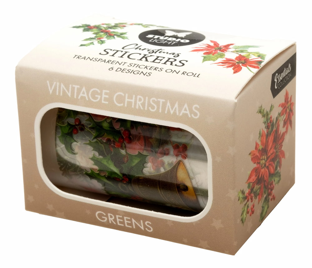 Sticker Pet Tape - Pre-cut - Vintage Christmas - Greens 60 mm