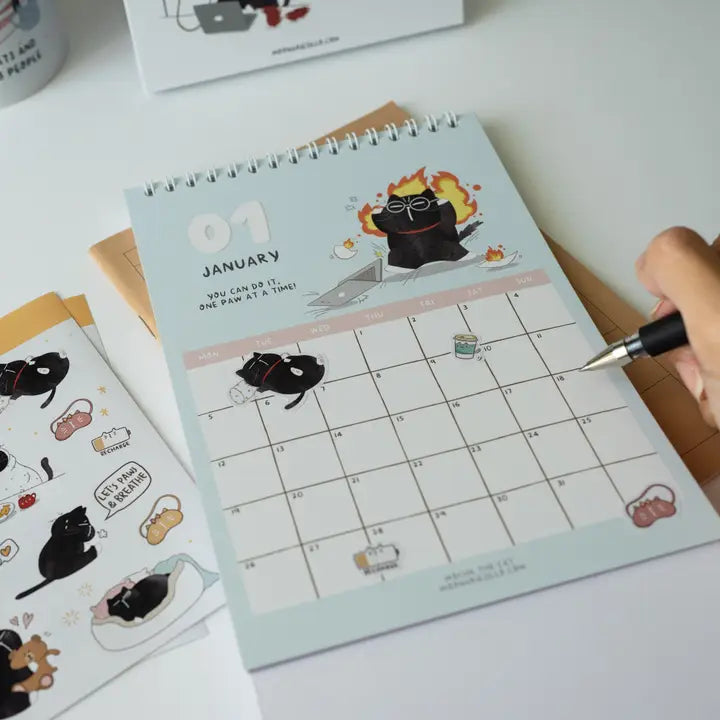 Sticker Sheet - Mocha Cat - Paws and recharge