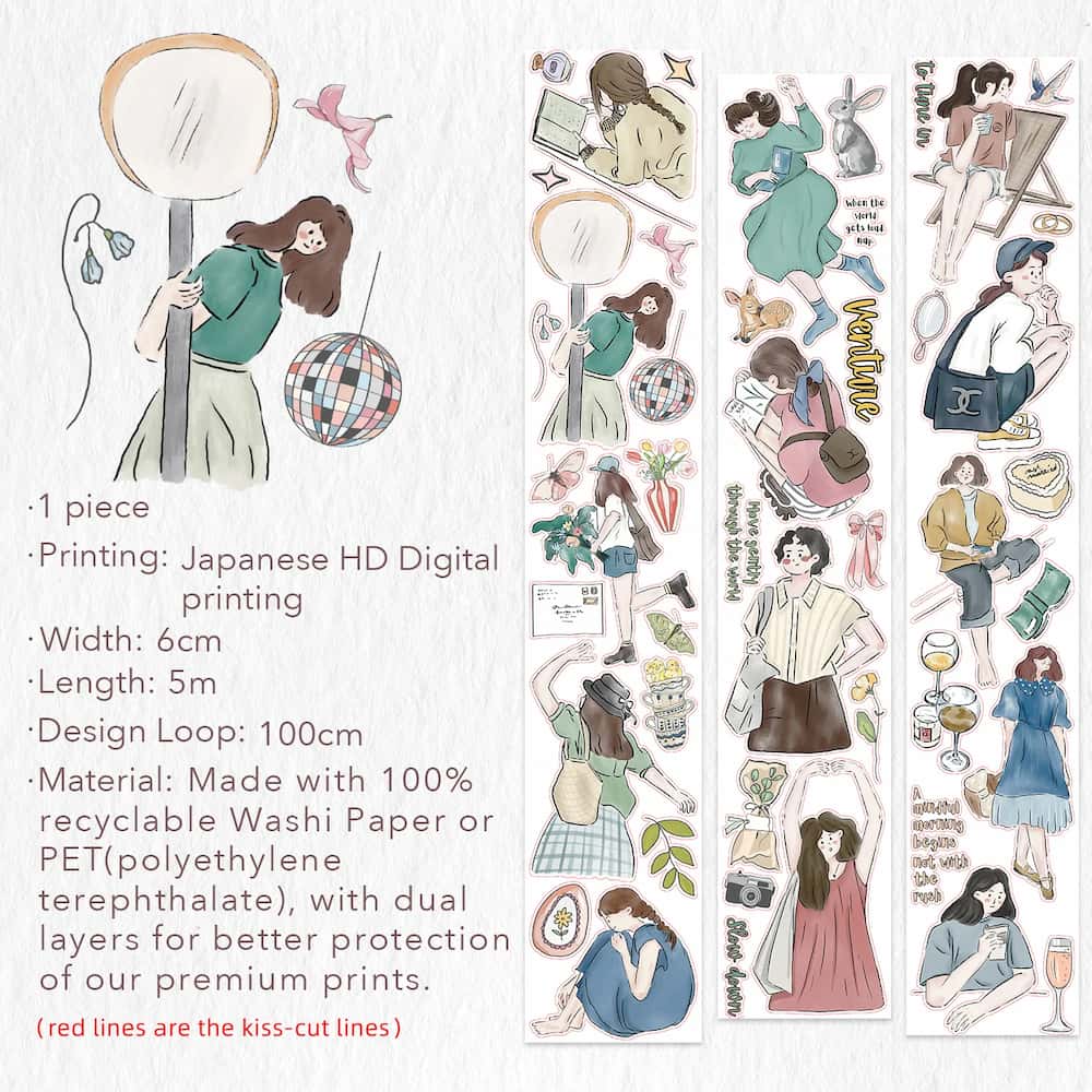 Sticker Washi Tape - Pre-cut - Letter to Myself - 60 mm