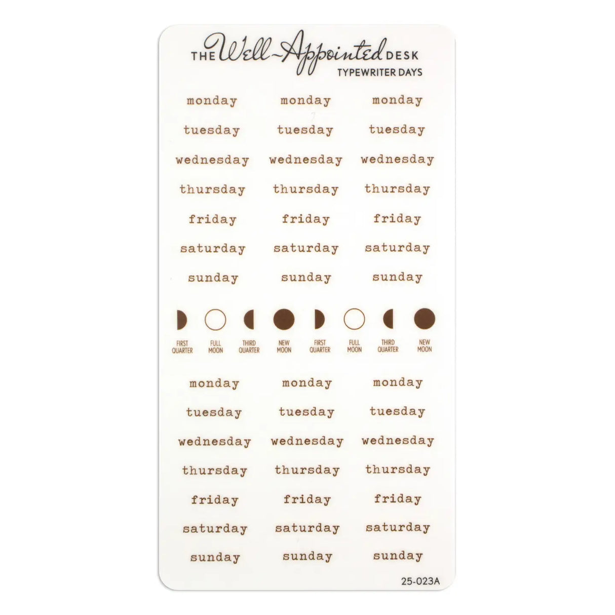 Stickers - Typewriter Days Weekly - Brown