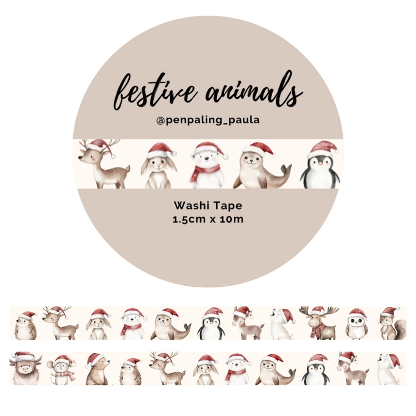 Washi tape - Penpaling Paula 15 mm - Festive Animals