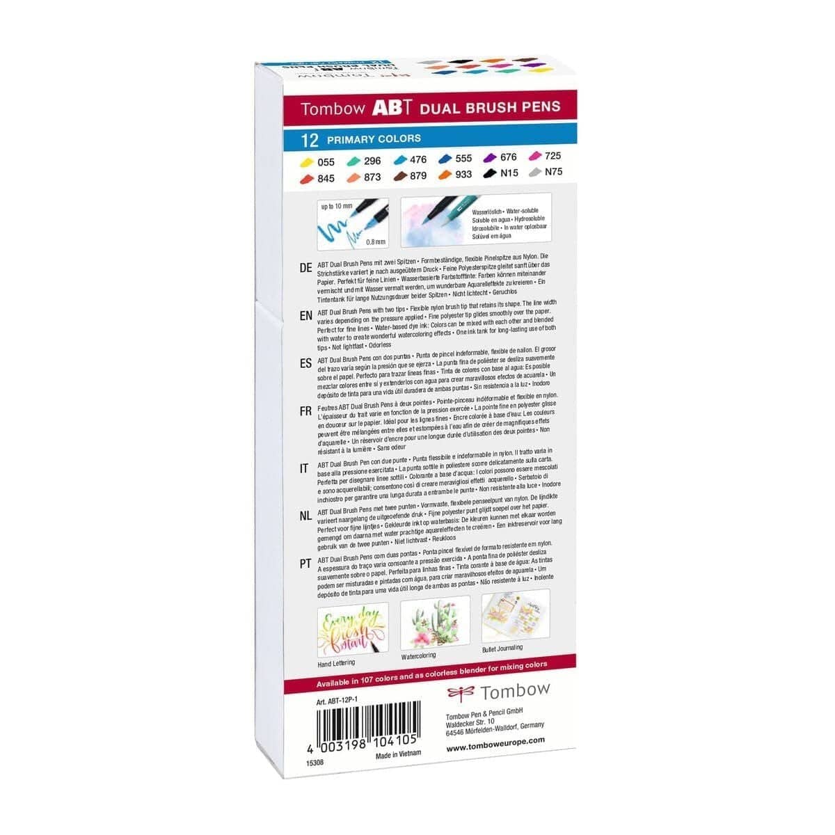 ABT Dual Brush pen 12 - pack - Primary colors - 3 - Tombow - Tidformera
