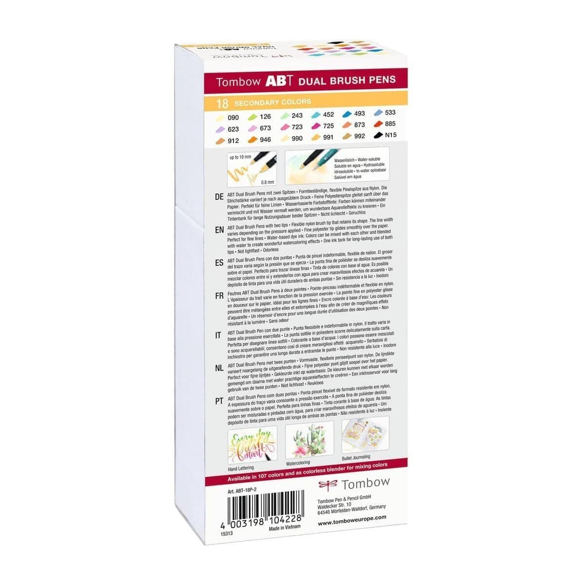 ABT Dual brush pen 18 - pack - Secondary colors - 3 - Tombow - Tidformera