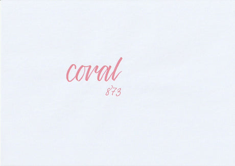 Handskriven text med ordet "coral" i korall färg, skriven med ABT Dual Brush Pen i nyansen 873 Coral.