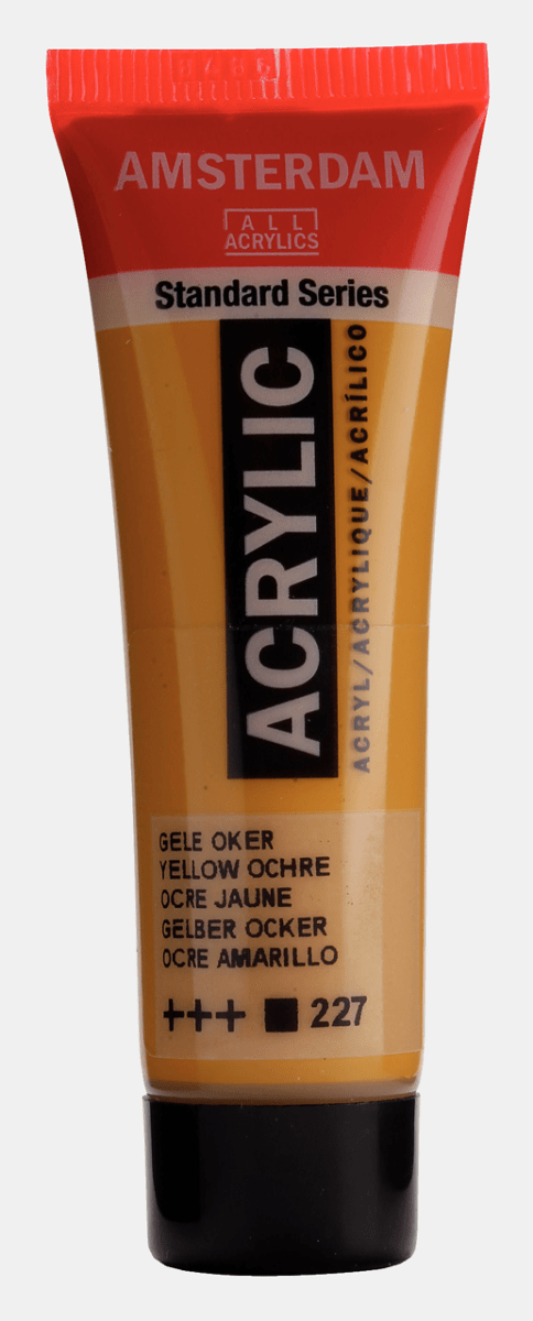 Liten tub med gul Amsterdam Akrylfärg 20 ml 227 - Yellow Ochre från Royal Talens - Tidformera