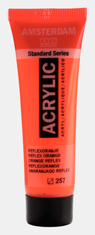 Liten tub med orange Amsterdam Akrylfärg 20 ml 257 Reflex Orange från Royal Talens - Tidformera