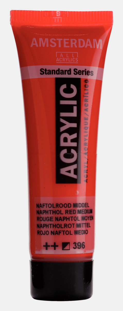 Liten tub med röd Amsterdam Akrylfärg 20 ml 396 Naphthol Red Medium från Royal Talens - Tidformera