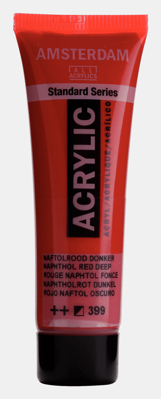 Liten tub med röd Amsterdam Akrylfärg 20 ml 399 Naphthol Red Deep från Royal Talens - Tidformera
