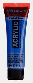 Liten tub med koboltblå Amsterdam Akrylfärg 20 ml 512 Cobalt Blue (Ultramarine) från Royal Talens - Tidformera