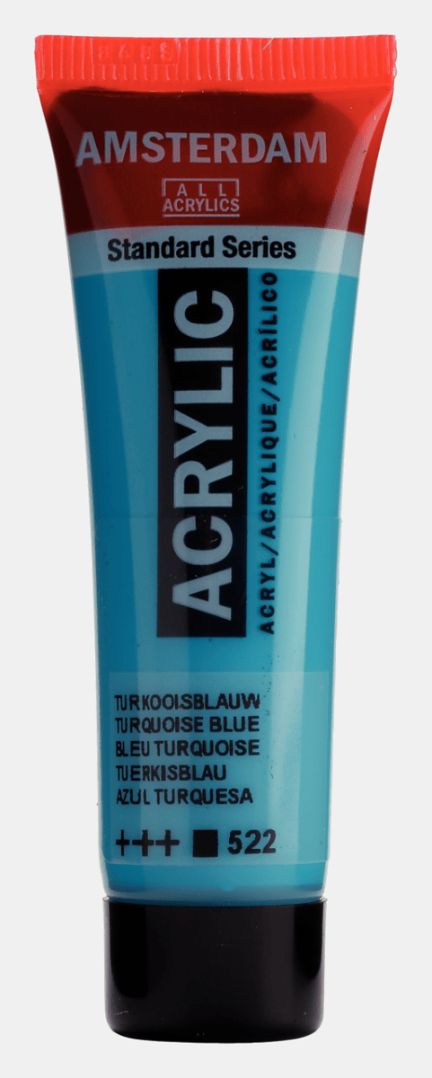 Liten tub med turkosblå Amsterdam Akrylfärg 20 ml 522 Turquoise Blue från Royal Talens - Tidformera
