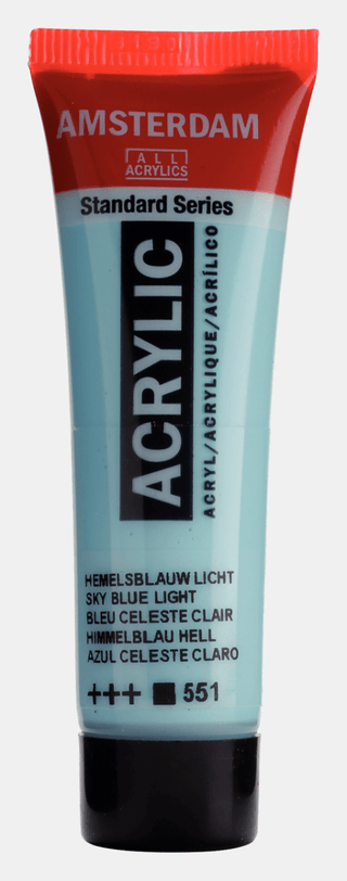 Liten tub med ljusblå Amsterdam Akrylfärg 20 ml 551 Sky Blue Light från Royal Talens - Tidformera
