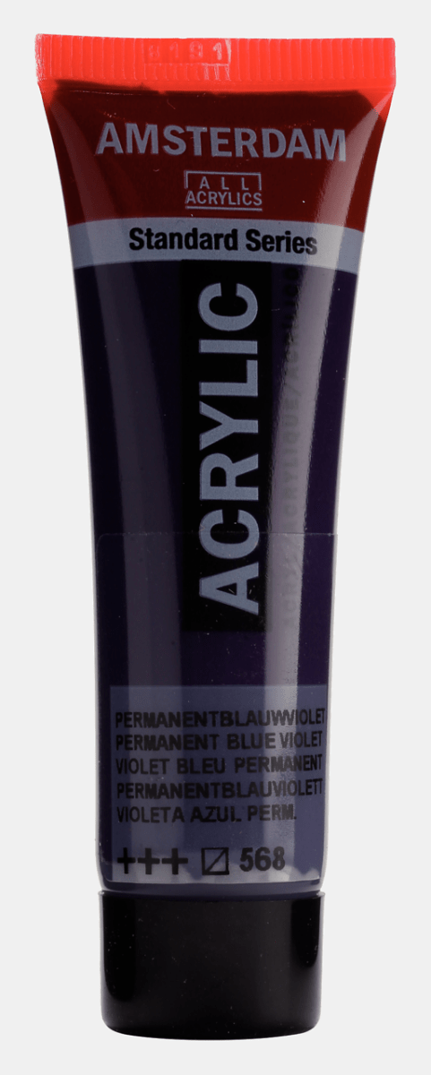 Liten tub med mörklila Amsterdam Akrylfärg 20 ml 568 Permanent Blue Violet från Royal Talens - Tidformera