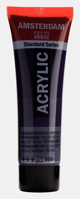Liten tub med mörklila Amsterdam Akrylfärg 20 ml 568 Permanent Blue Violet från Royal Talens - Tidformera