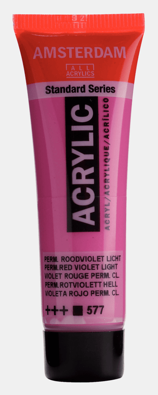 Liten tub med rosa Amsterdam Akrylfärg 20 ml 577 Permanent Red Violet Light från Royal Talens - Tidformera