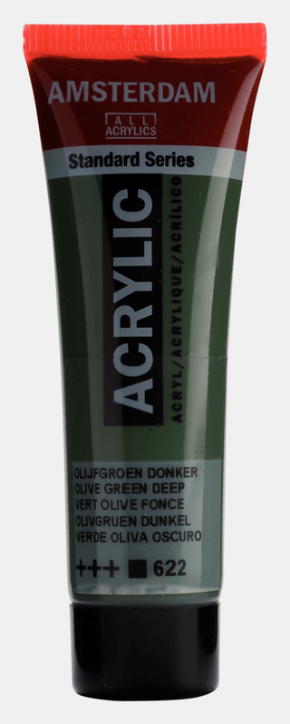Liten tub med grön Amsterdam Akrylfärg 20 ml 622 Olive Green Deep från Royal Talens - Tidformera