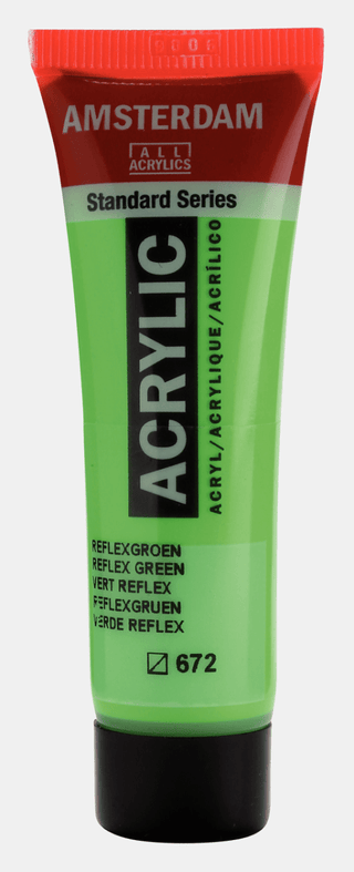 Liten tub med grön Amsterdam Akrylfärg 20 ml 672 Reflex Green från Royal Talens - Tidformera