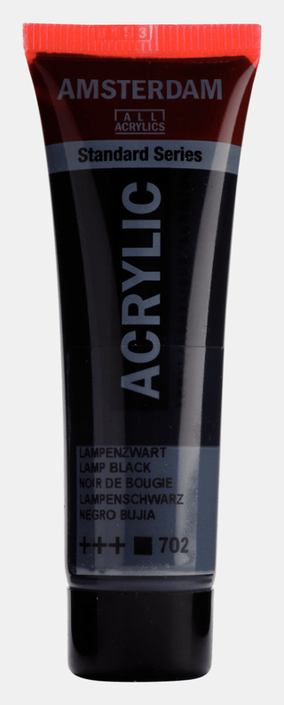 Liten tub med svart Amsterdam Akrylfärg 20 ml 702 Lamp black från Royal Talens - Tidformera